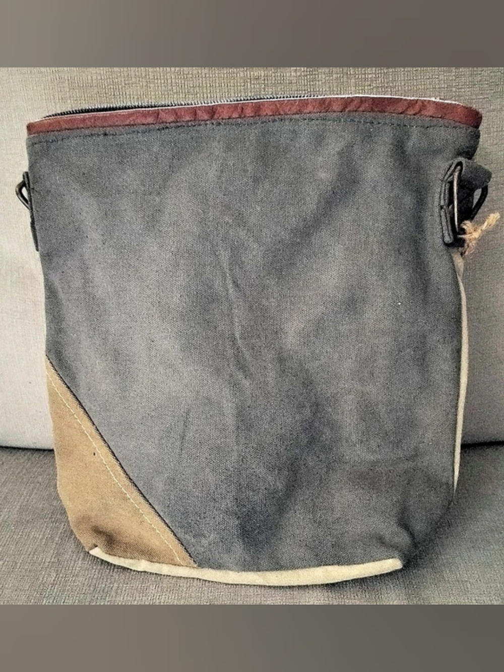 Clea Ray Gray Khaki & Brown Crossbody Bag
